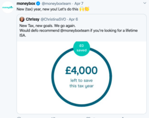 Moneybox social media posts